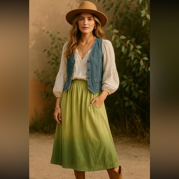 Vintage green ombré skirt - Picture 2 of 5